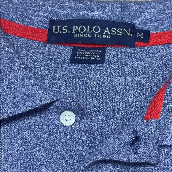 U.S. Polo Assn. Heather Blue Polo with Red Emblem - Picture 2 of 5